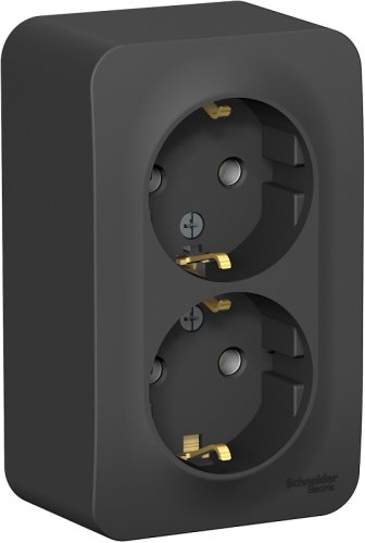 Розетка с заземлением накладная Systeme Electric Blanca 2-м. антрацит фото Розетка с заземлением накладная Systeme Electric Blanca 2-м. антрацит картинка